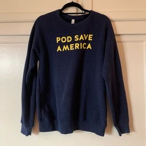 Medium Navy Blue Pod Save America Crooked Media Sweatshirt Sweater